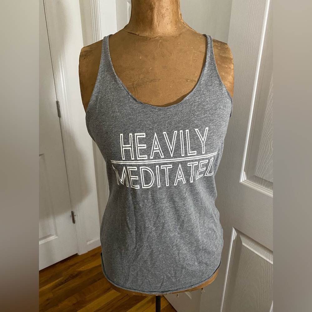 Heavily meditated graphic yoga tank top